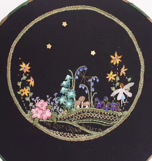 The Lost Crown: A Fairy Garden Design for a Bomber Jacket